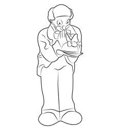 Clown With Cap Free Coloring Page for Kids