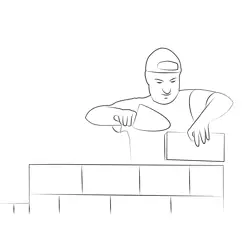 Bricklayer Man Free Coloring Page for Kids