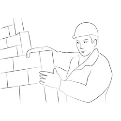 Construction Mason Worker Free Coloring Page for Kids