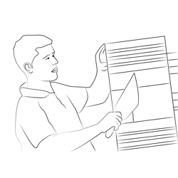 Construction Worker on Wall Free Coloring Page for Kids