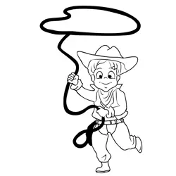 Cowboy Cartoon Free Coloring Page for Kids