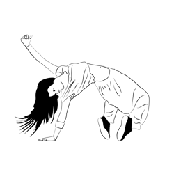 Girl Hip Dance Free Coloring Page for Kids