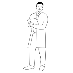 Confident Doctor Free Coloring Page for Kids