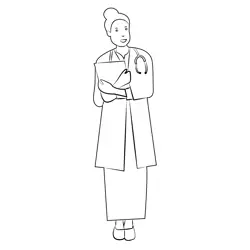 Confident Female Doctor Free Coloring Page for Kids