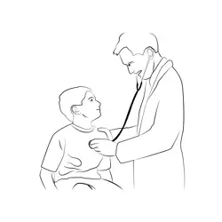 Doctor with Child Free Coloring Page for Kids
