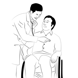 Old Man Doctor Checkup Free Coloring Page for Kids