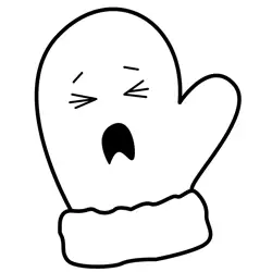 Cute Sleepy Mitten Yawning Free Coloring Page for Kids