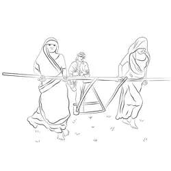 Indian Female Farmers Free Coloring Page for Kids