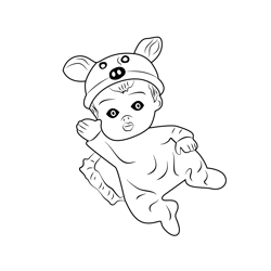 Baby Girl Saying Hi Free Coloring Page for Kids