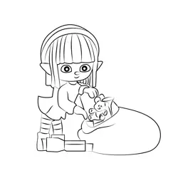 Cartoon Girl With Gift Free Coloring Page for Kids