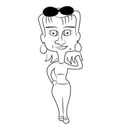 Cartoon Girl Free Coloring Page for Kids