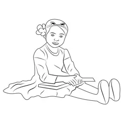 Cute Little Girl Free Coloring Page for Kids