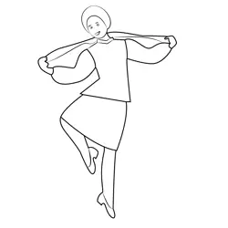 Dancing Girl Free Coloring Page for Kids