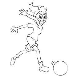 Girl Playing Football Free Coloring Page for Kids