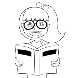 Girl Reading A Book Free Coloring Page for Kids