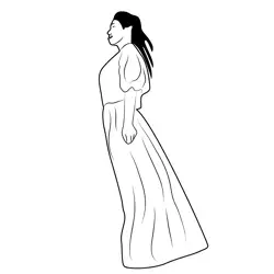 Girl Standing Free Coloring Page for Kids