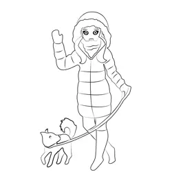 Girl Walking With Dog Free Coloring Page for Kids