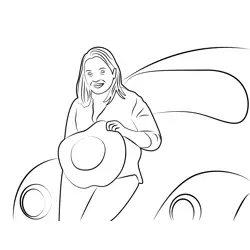 Girl With Car Free Coloring Page for Kids