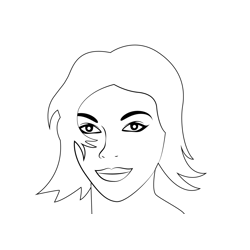 Girl face with Hair Free Coloring Page for Kids