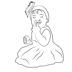 Happy Baby Girl Free Coloring Page for Kids