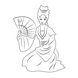 Japanese Girl Free Coloring Page for Kids