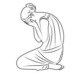 Sad Girl Free Coloring Page for Kids
