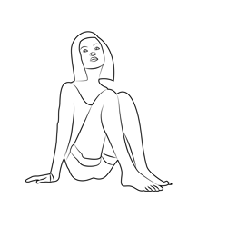 Sitting Girl Portrait Free Coloring Page for Kids