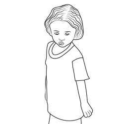 Standing Cute Girl Free Coloring Page for Kids
