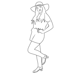 Young Girl Free Coloring Page for Kids