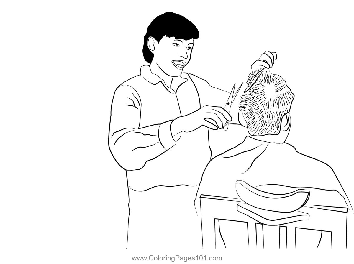 Hairdresser 1 Coloring Page for Kids - Free Hairdressers Printable