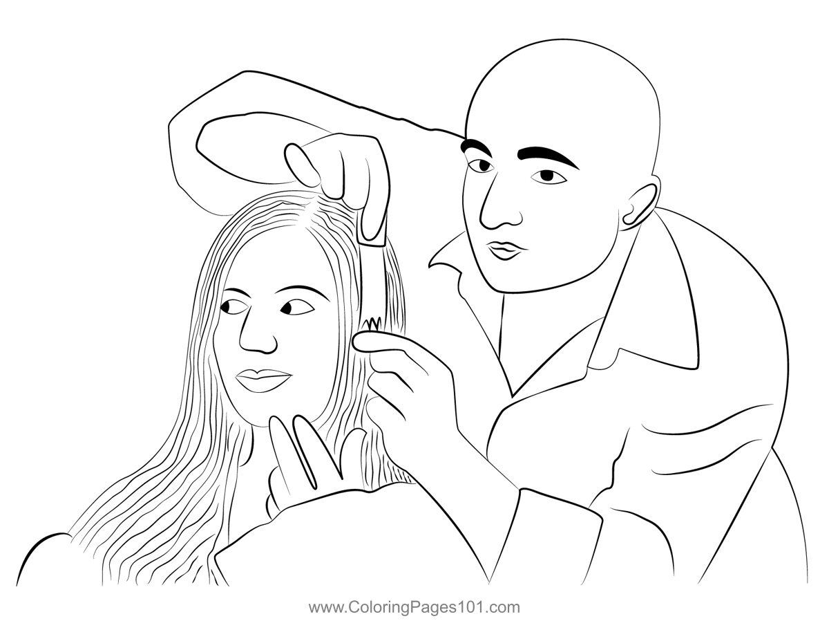 Hairdresser 3 Coloring Page for Kids - Free Hairdressers Printable