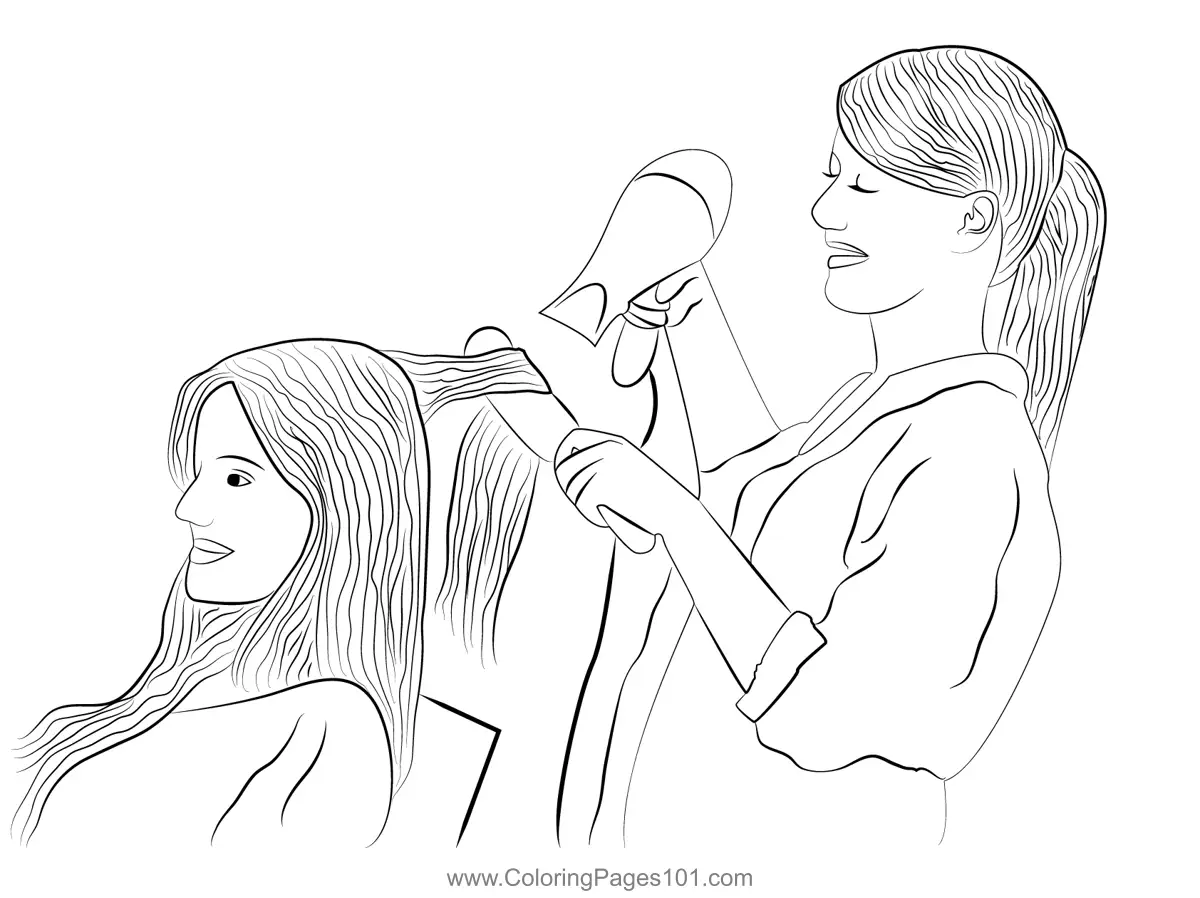 Hairdresser 4 Coloring Page for Kids - Free Hairdressers Printable