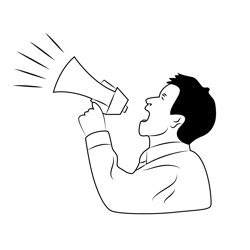 Man With A Megaphone Free Coloring Page for Kids