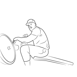 Man Workout In Gym Free Coloring Page for Kids