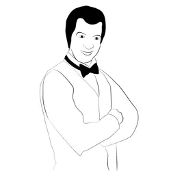Man with a Bow Free Coloring Page for Kids