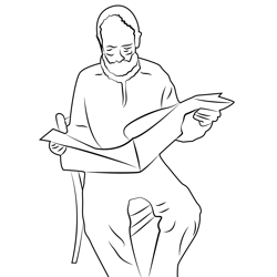 Reading A Newspaper Free Coloring Page for Kids