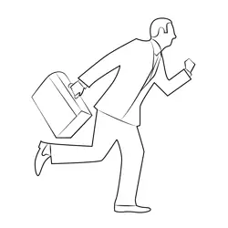 Running Business Man Free Coloring Page for Kids