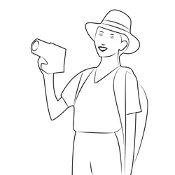 Tourist Free Coloring Page for Kids