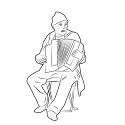 Boy Playing Harp Free Coloring Page for Kids