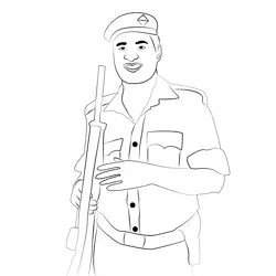 Indian Police Hawaldar Free Coloring Page for Kids