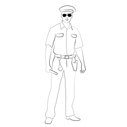 Model Police Officer Free Coloring Page for Kids