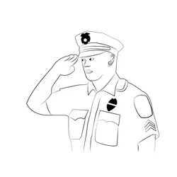 Policeman Salute Free Coloring Page for Kids