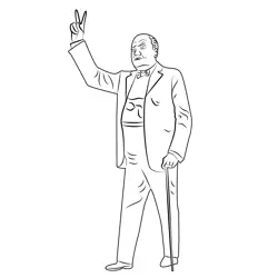 Winston Churchill Politician Free Coloring Page for Kids