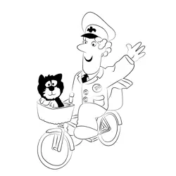 Postman on Cycle Free Coloring Page for Kids