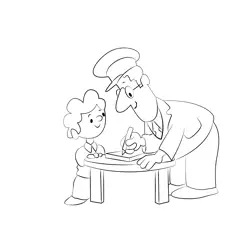 Postman with Kid Free Coloring Page for Kids