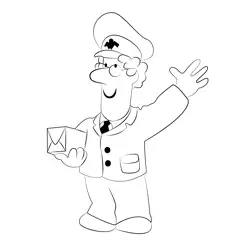 Postman with Postbox Free Coloring Page for Kids