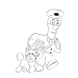 Postman with pet Free Coloring Page for Kids