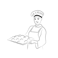 Female Baker Free Coloring Page for Kids