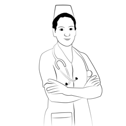Female Nurse Free Coloring Page for Kids