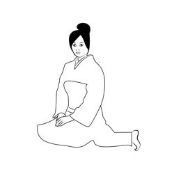 Japanese Woman Free Coloring Page for Kids